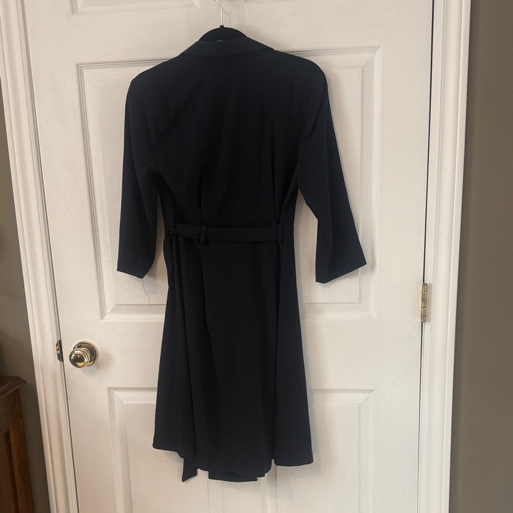 ICHI Navy 3/4 Sleeve Wrap-Style Dress - Picture 6 of 15